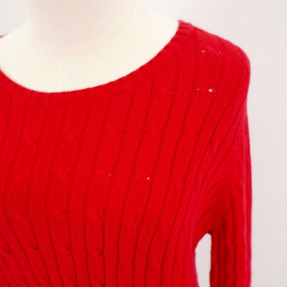 St. John's Bay Red Ribbed‎ Cotton Scoop Neck Sweater Large Cotton Nylon - Picture 2 of 8